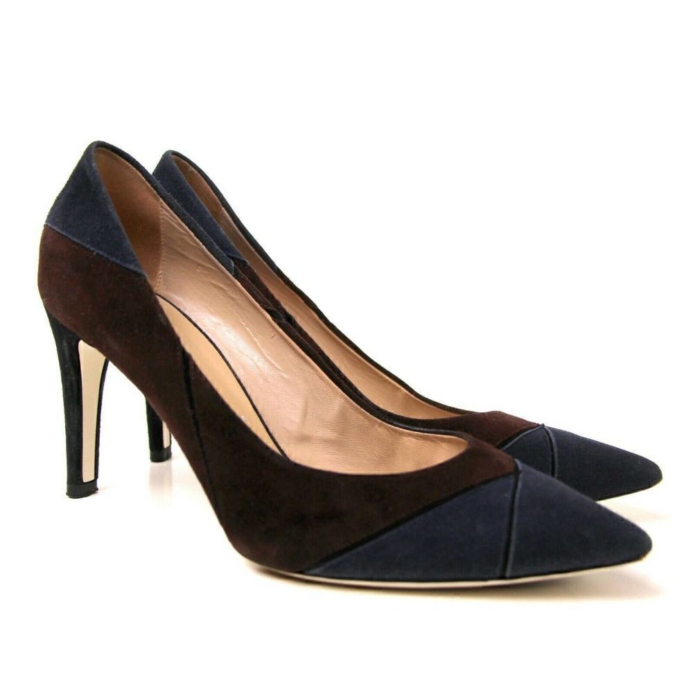 Ron White Jenay BLUE BROWN SUEDE LEATHER 3.5" HIGH HEEL POINT TOE SHOES Sz 37.5
